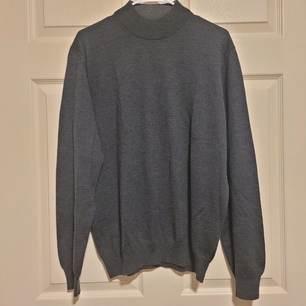 Hugo Boss Virgin Wool Sweater Medium  Pullover Charcoal Gray Long Sleeve